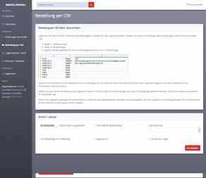 CSV Bestellung